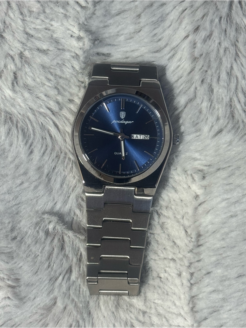 Poodagar Stainless Steel Watch With Deep Blue Dial
